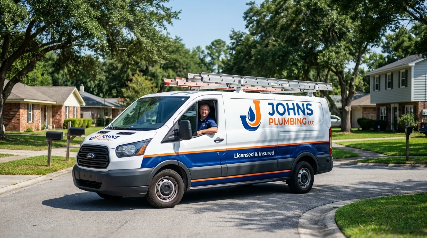 Johns Plumbing LLC service van in Oak Hill, WV