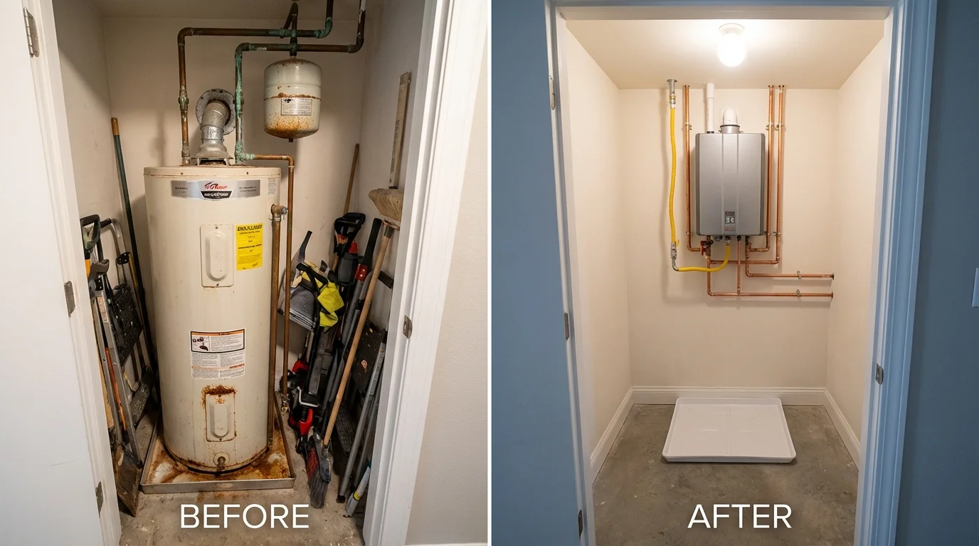 Tank water heater versus wall-mounted tankless unit comparison for Oak Hill, WV homeowners